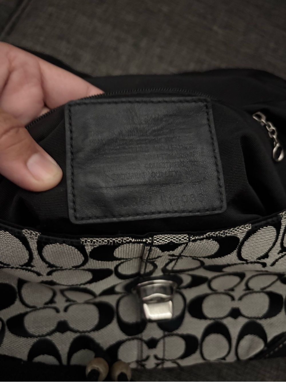 Coach Black and White Signature Canvas Shoulder Bag - Picture 10 of 14